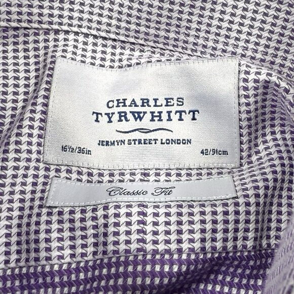 Charles Tyrwhitt Men’s 16-1/2 36 Purple Dress Shirt Classic Fit Button Down - Picture 3 of 6
